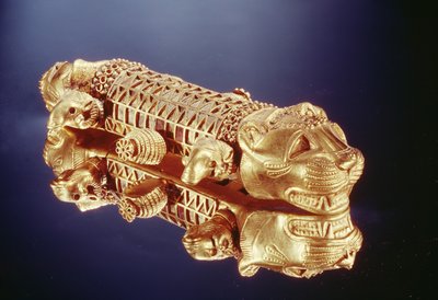 Throne arm (gold and amber) by Scythian